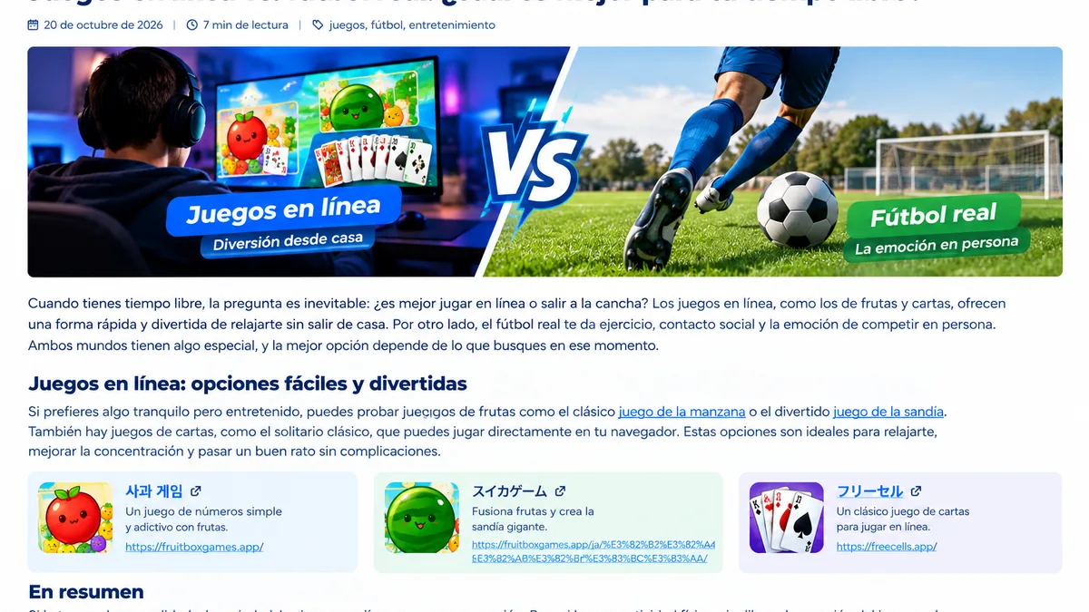 Juegos en línea vs. fútbol real: ¿qué elegir en tu tiempo libre?