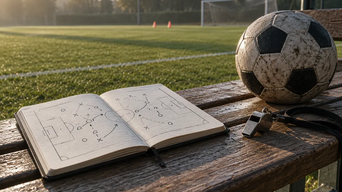 Cuaderno de observación del juego junto a un balón